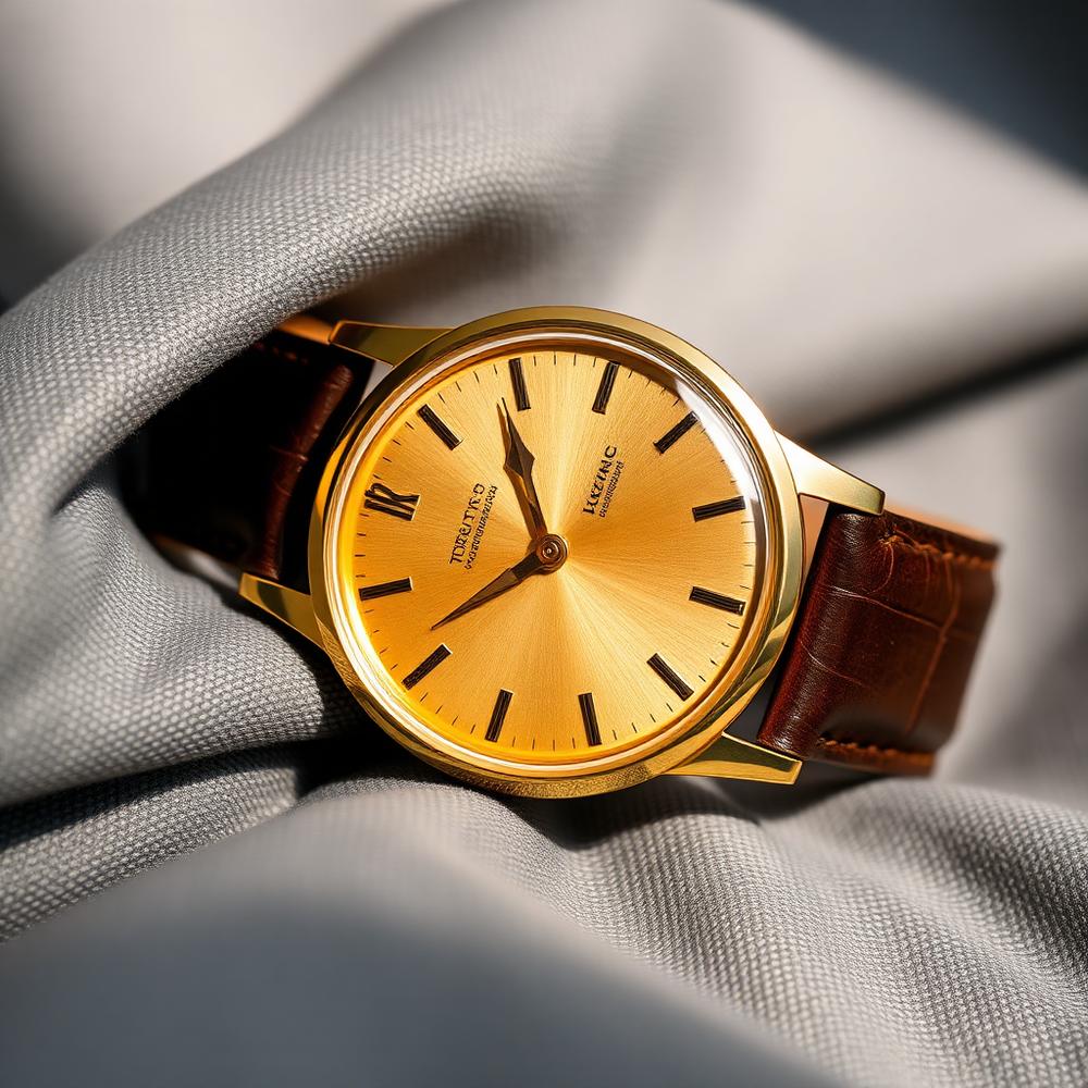 The same vintage wristwatch after restoration, cleaned and re-strapped