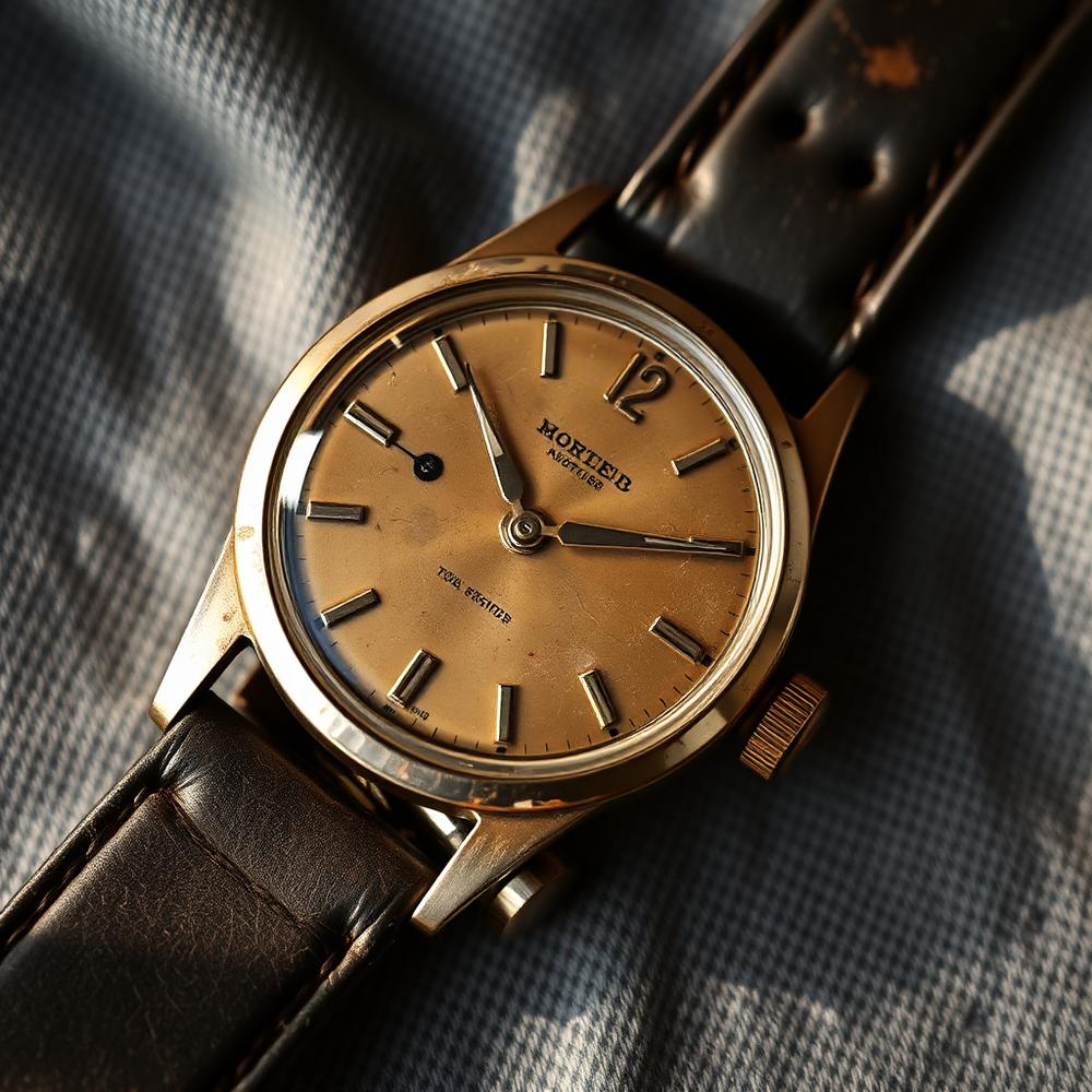 A tarnished vintage wristwatch before restoration