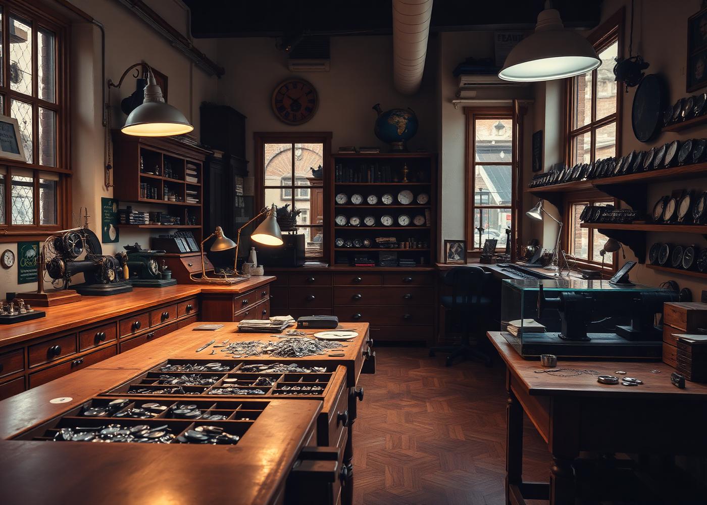 Interior of a refined watchmaking workshop